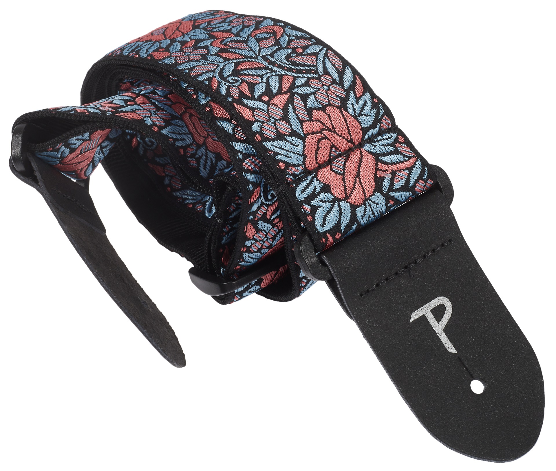 E-shop Perri's Leathers Jacquard Strap Blue And Red Flower