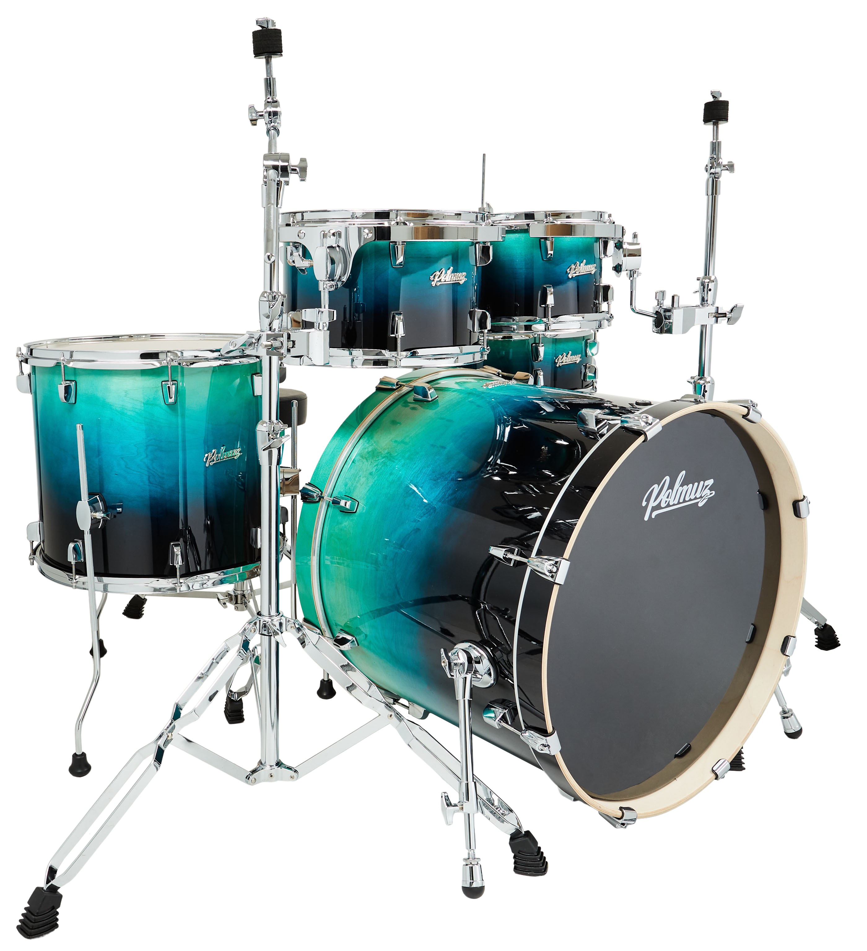 Polmuz Drums Birch Model 3 Blue to Black Fade Rock Set