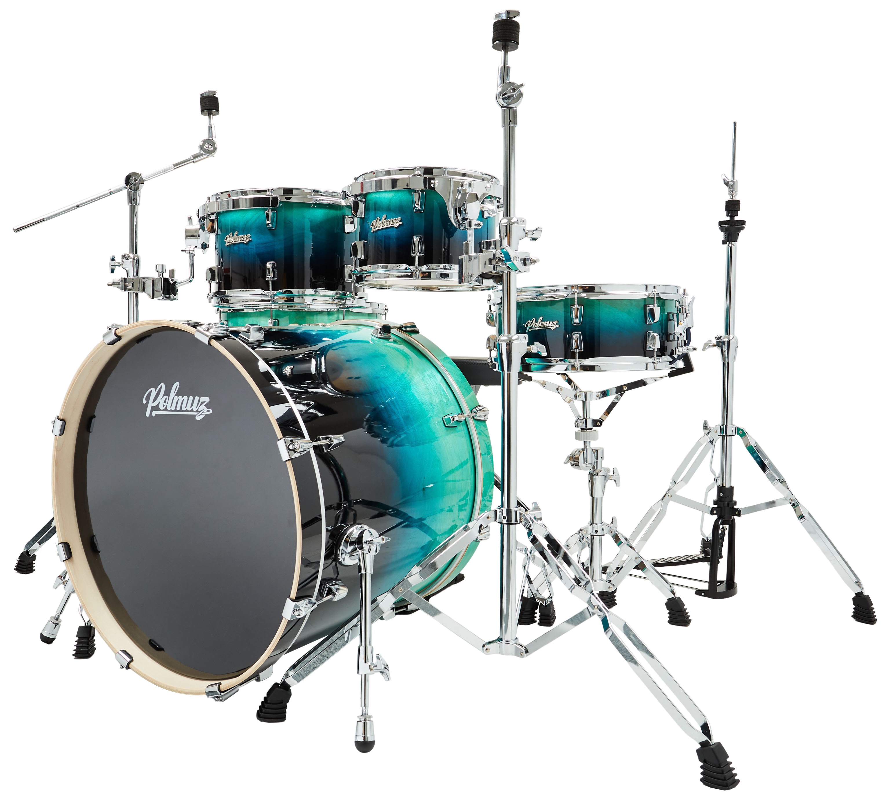 Polmuz Drums Birch Model 3 Blue to Black Fade Rock Set