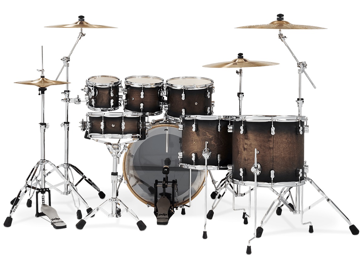 PDP Concept Maple 7 Piece Satin Charcoal Burst Laquer
