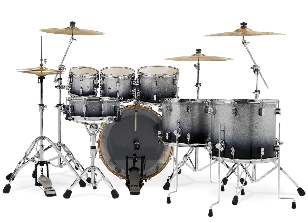 PDP Concept Maple 7 Piece Silver to Black Fade Sparkle Laquer