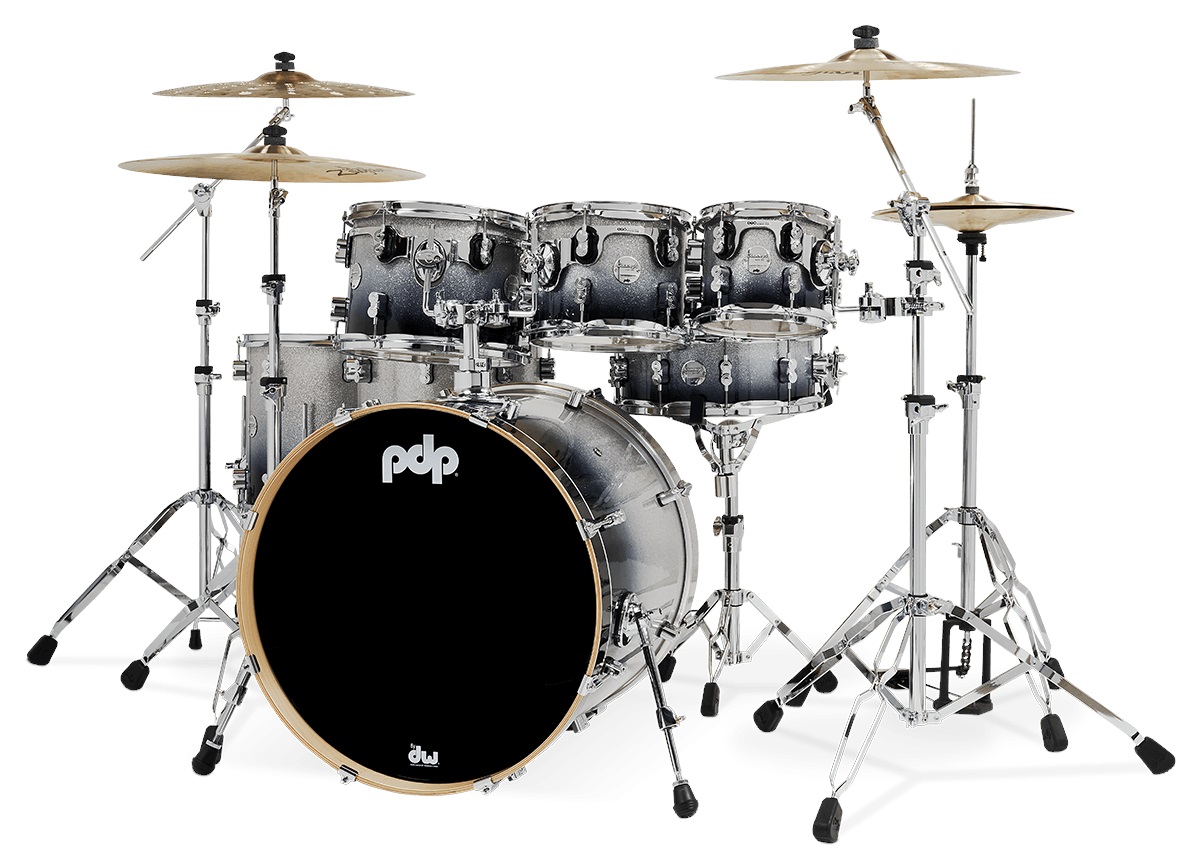 PDP Concept Maple 7 Piece Silver to Black Fade Sparkle Laquer