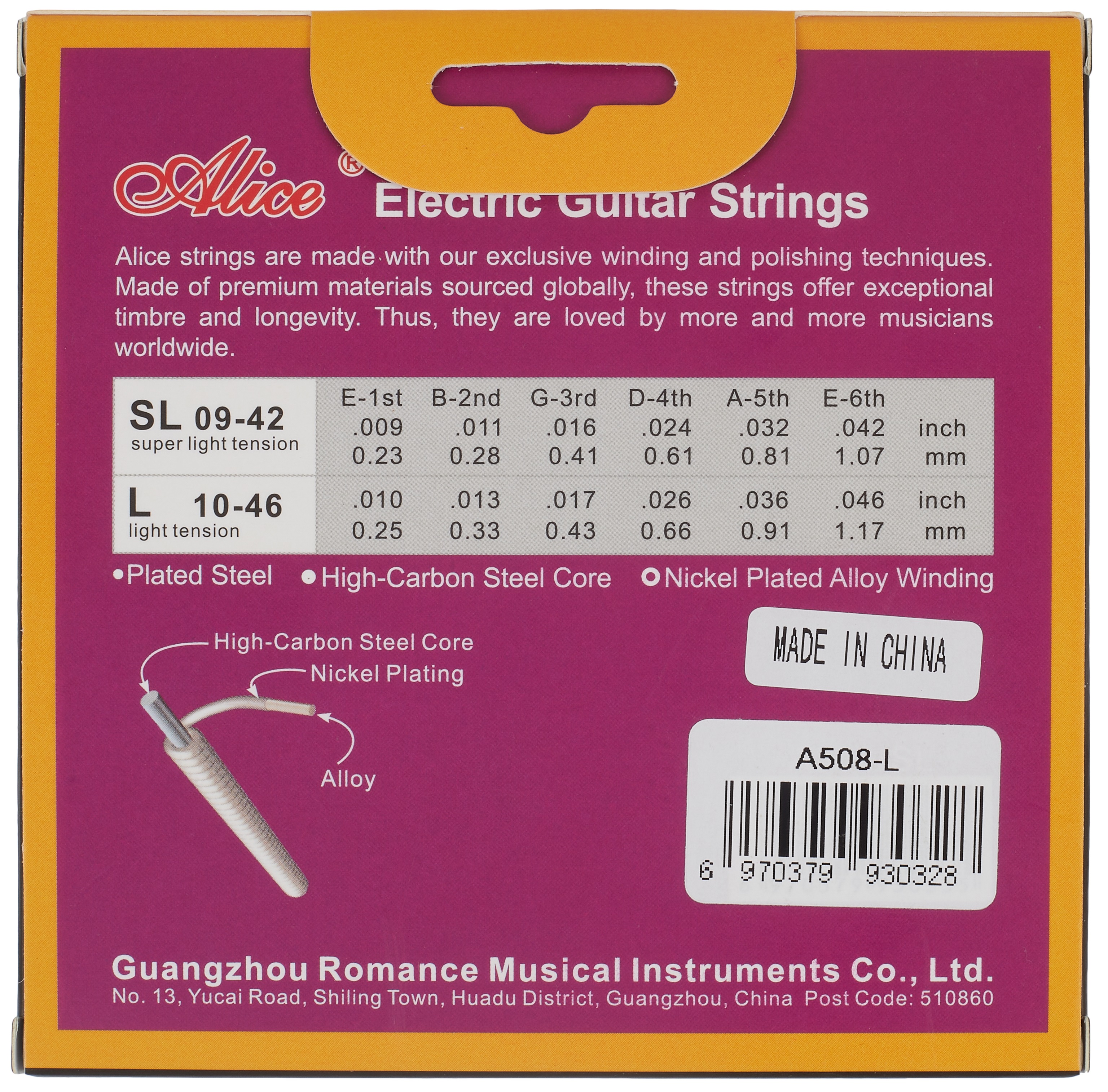 Alice A508-L Electric Guitar Strings Light