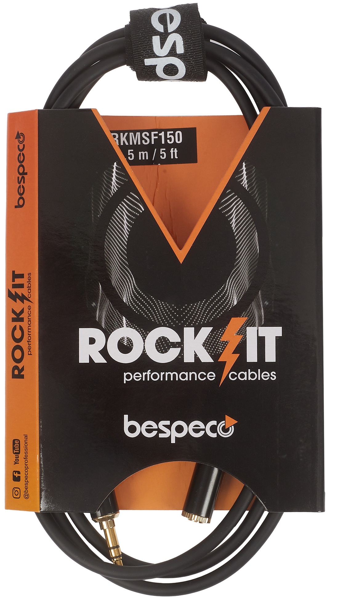 E-shop Bespeco ROCKIT Stereo Cable Jack 3,5 TRS M - Jack 3,5 TRS F 1,5 m
