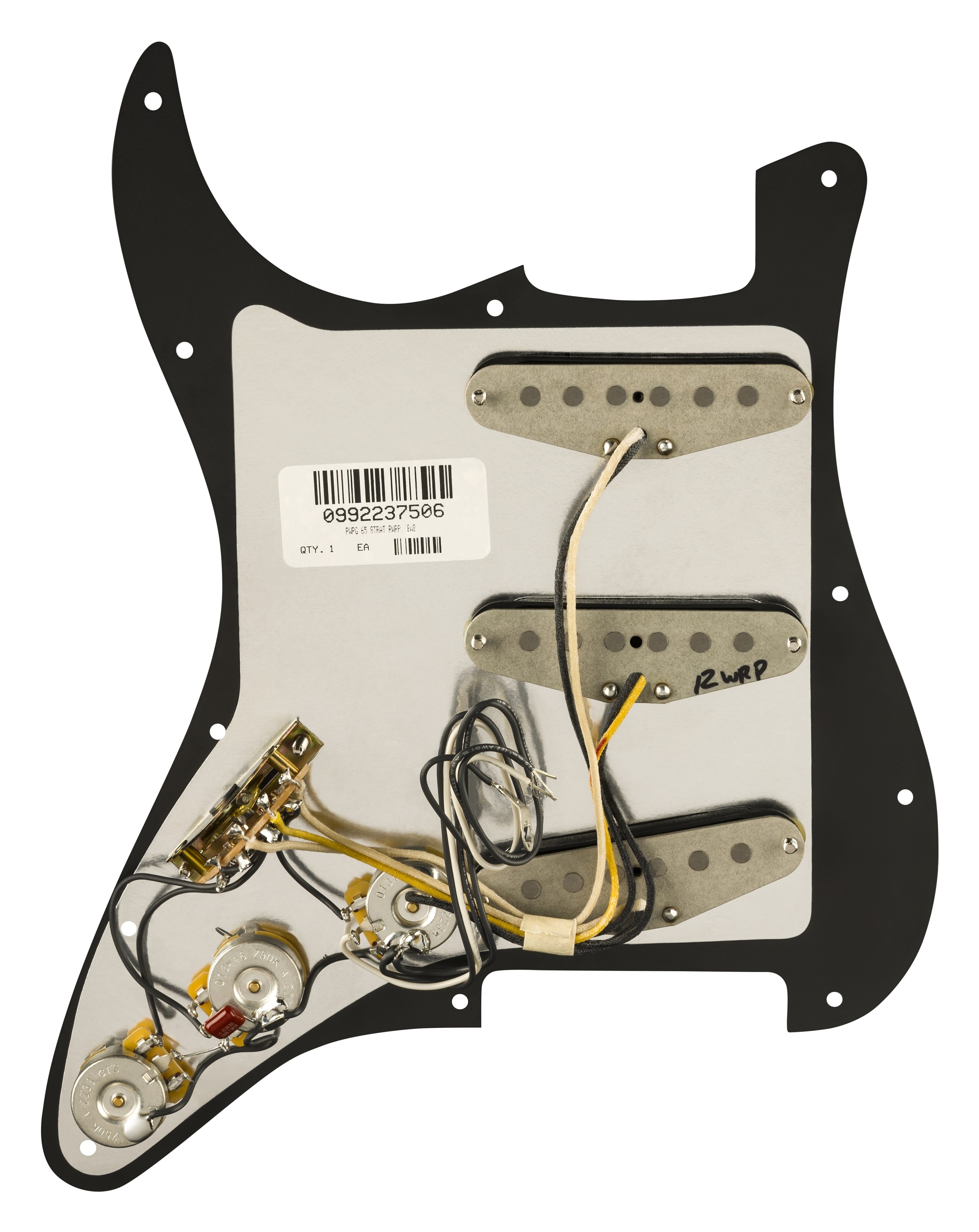 Fender Pre-Wired Strat Pickguard, Pure Vintage '65 w/RWRP Middle, Blac