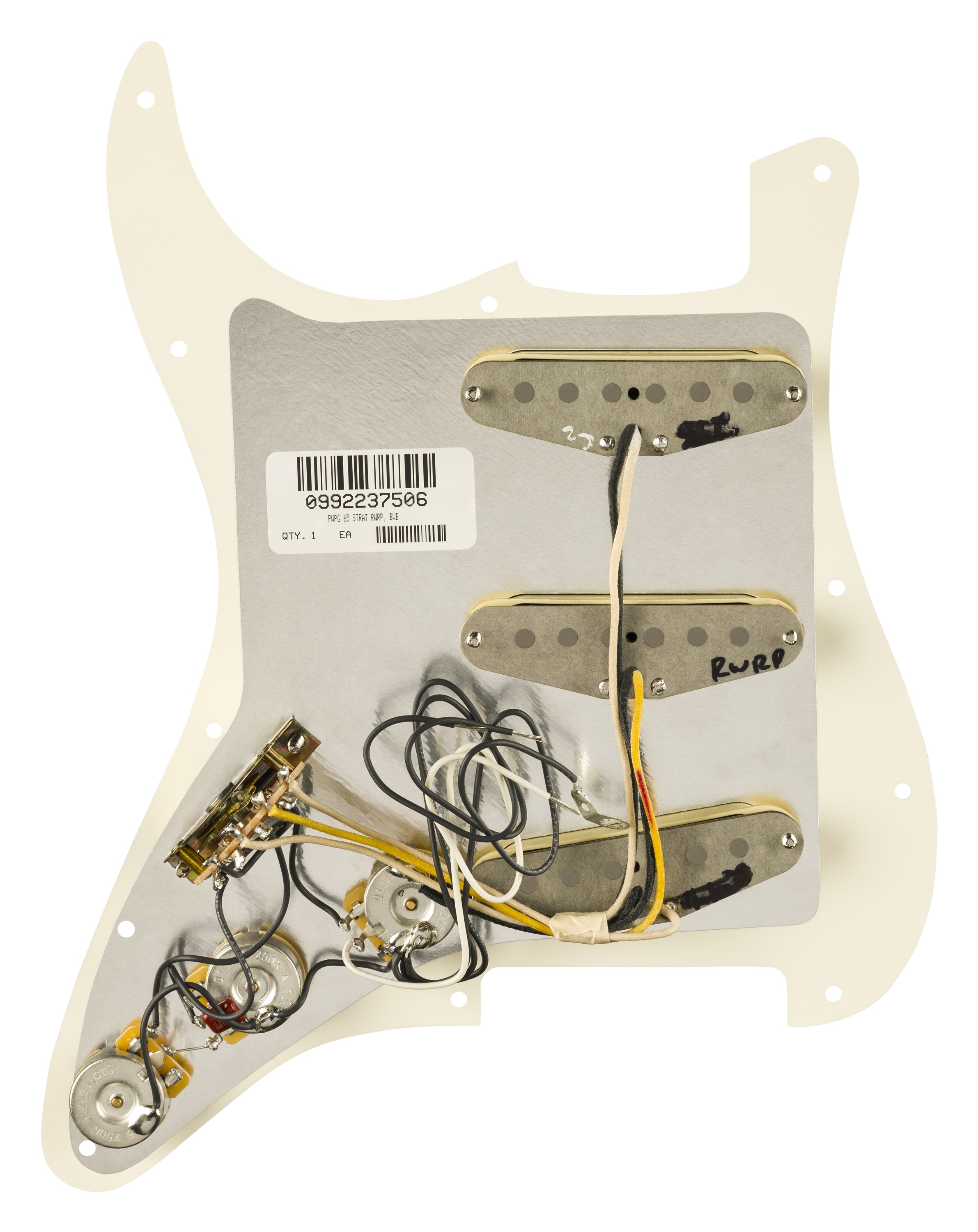 Fender Pre-Wired Strat Pickguard, Pure Vintage '65 w/RWRP Middle, Parc