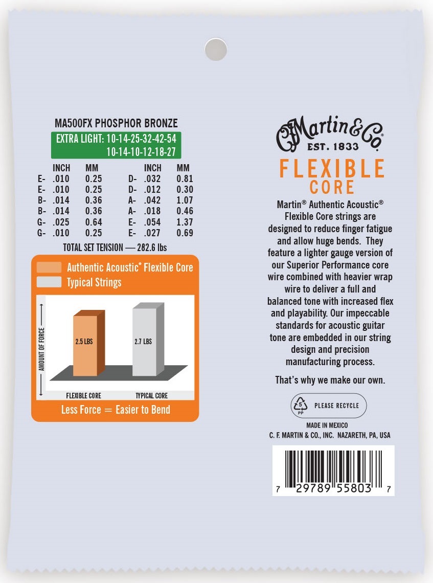 Martin Authentic Acoustic Flexible Core 92/8 Phosphor Bronze Custom Li