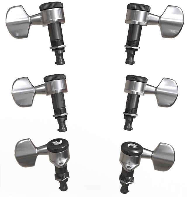 D’Addario PWAT-331L Auto-Trim Locking Tuning Machines, 3 + 3 Setup, Ch