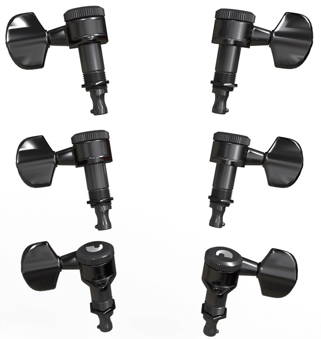 D’Addario PWAT-332L Auto-Trim Locking Tuning Machines, 3 + 3 Setup, Bl