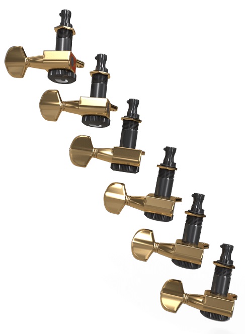 D’Addario PWAT-6R3 Auto-Trim Locking Tuning Machines, 6 In-Line setup,