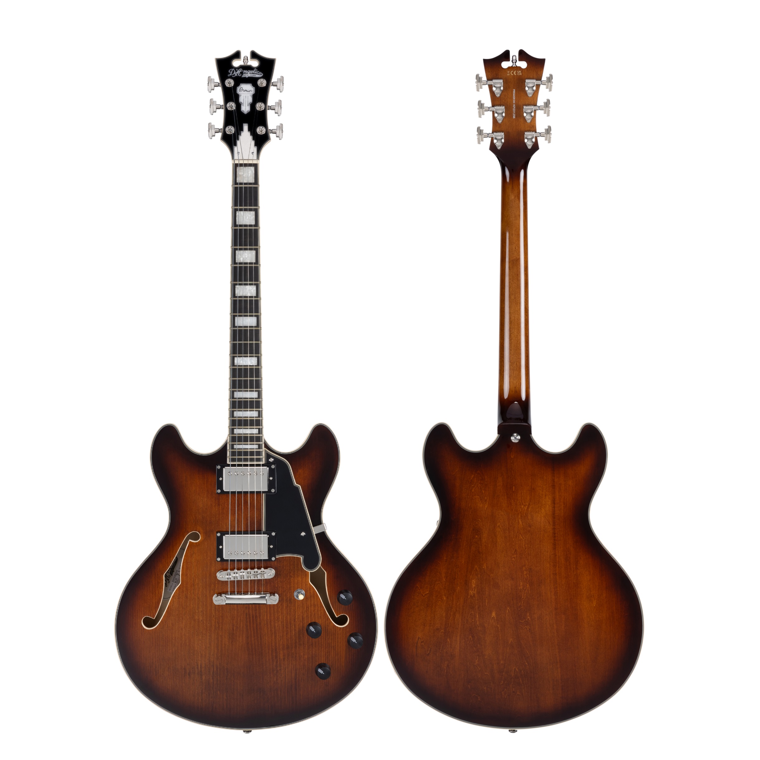 D'Angelico Premier DC Double Cutaway Stop-Bar Tailpie CE Brown Burst