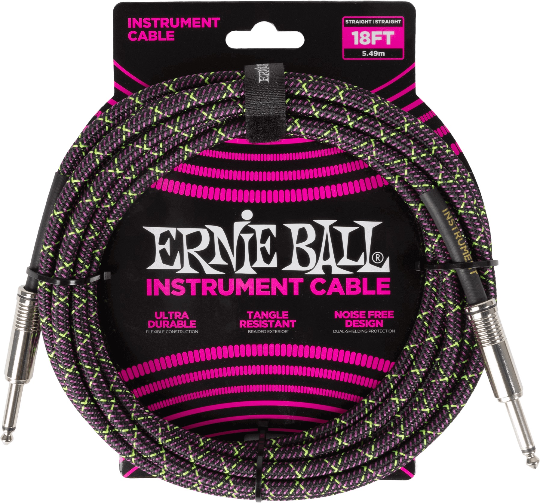 E-shop Ernie Ball Braided Instrument Cable Straight/Straight 18ft - Purple Py