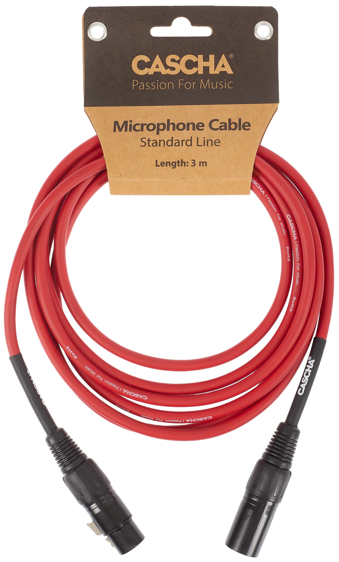 Cascha Standard Line Mic Cable Red 3m