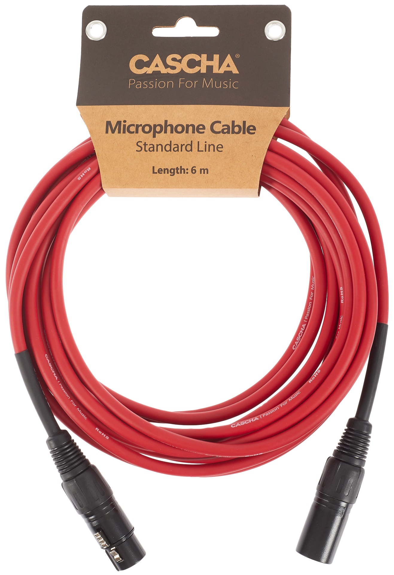Cascha Standard Line Mic Cable Red 6m
