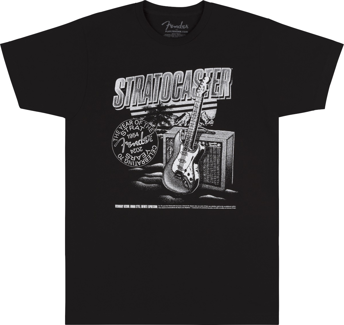 Fender Strat 70th Anniversary, Tee, Black, L