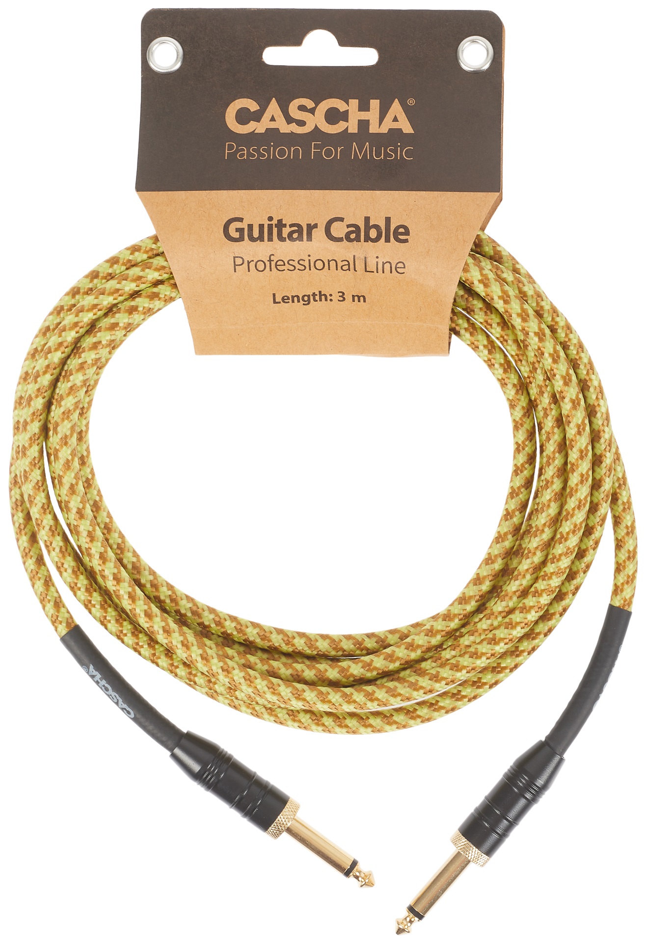 E-shop Cascha Professional Line Guitar Cable, Straight, Tweed Natural, 3 m