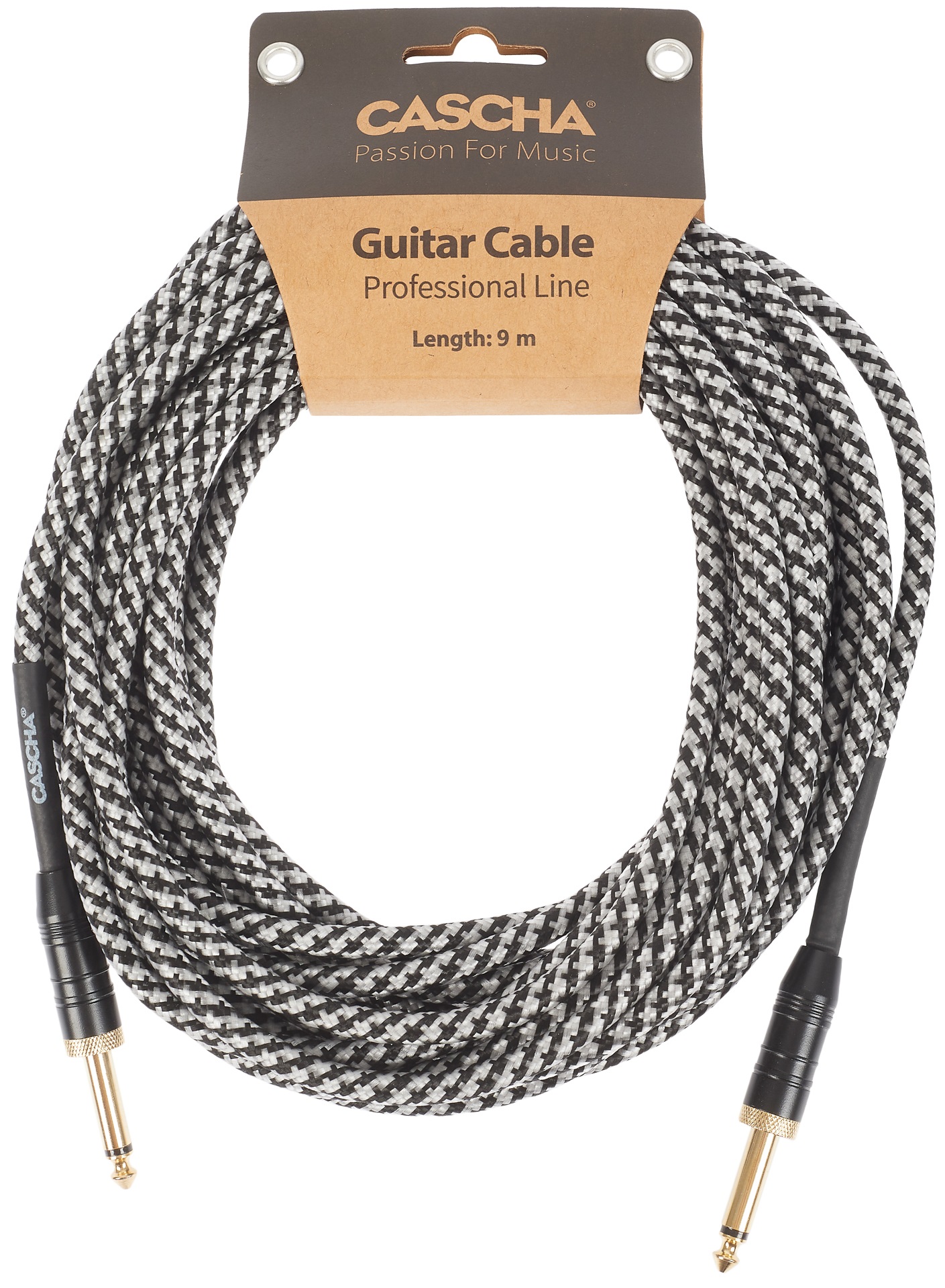 E-shop Cascha Professional Line Guitar Cable, Straight, Tweed Black, 9 m