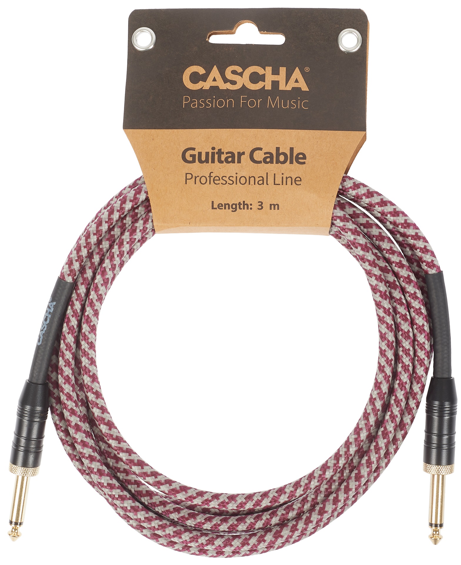 E-shop Cascha Professional Line Guitar Cable, Straight, Tweed Red, 3 m