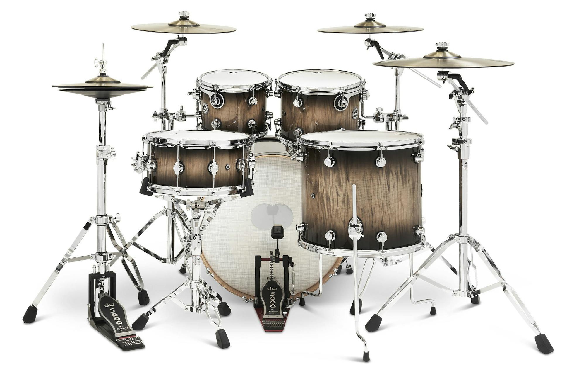DWe 5-Piece Candy Black Burst Over Curly Maple Exotic Kit