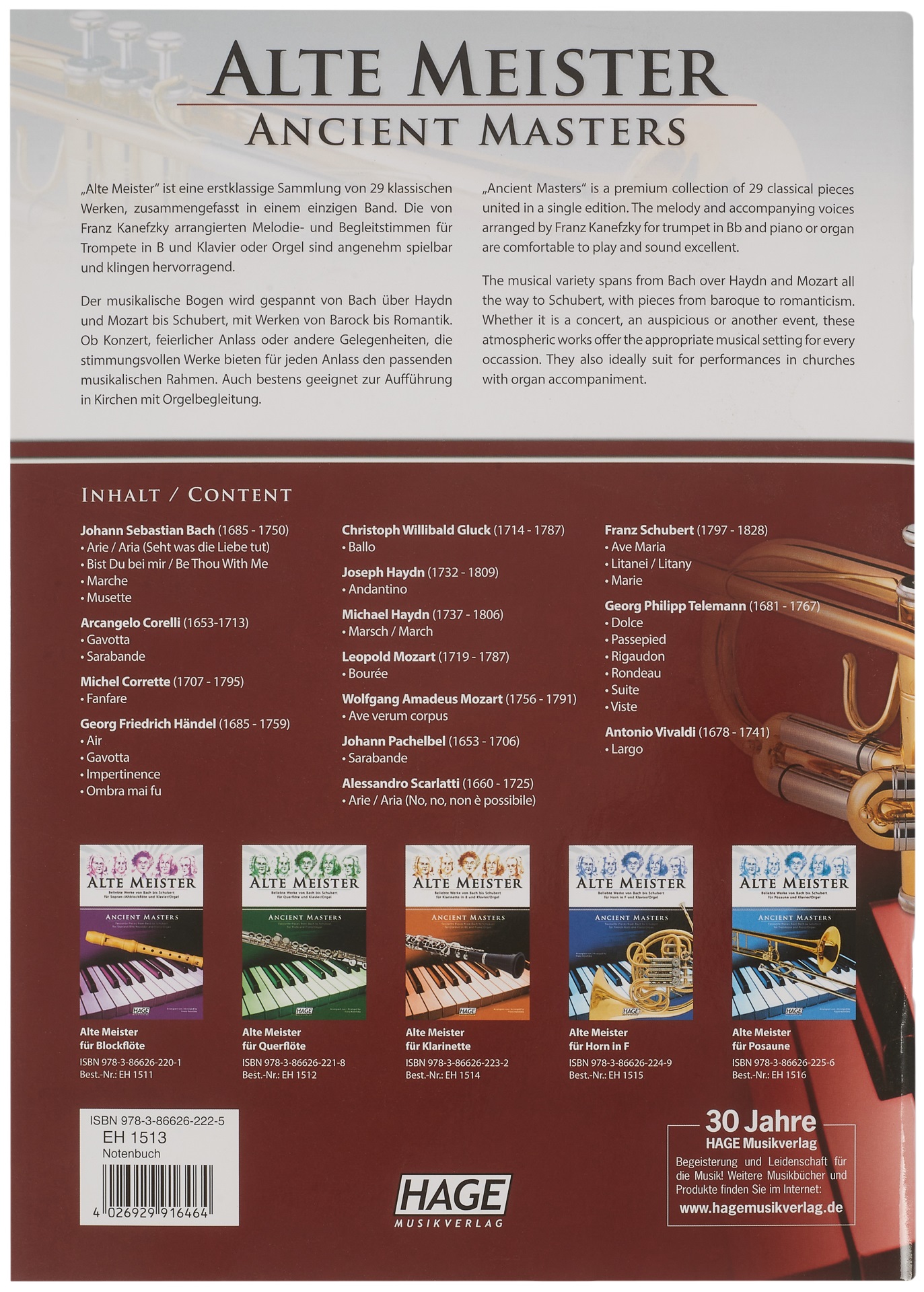 MS Ancient masters for trumpet in Bb and piano/organ