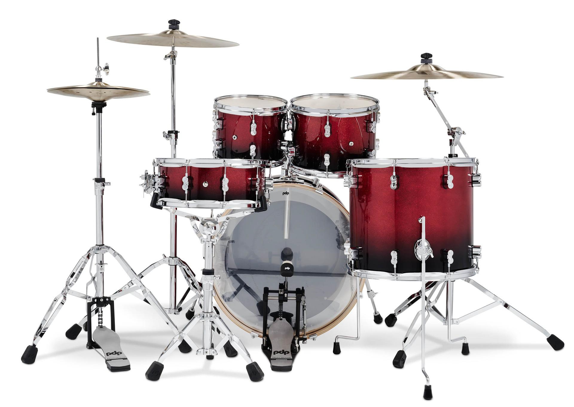 PDP Concept Maple 5 Piece Set Red to Black Fade Laquer
