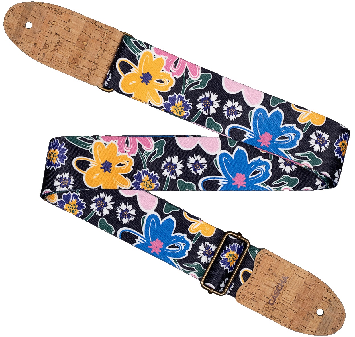 E-shop Cascha CGS-VC5 Guitar Strap Vegan Cork Floral Sketch