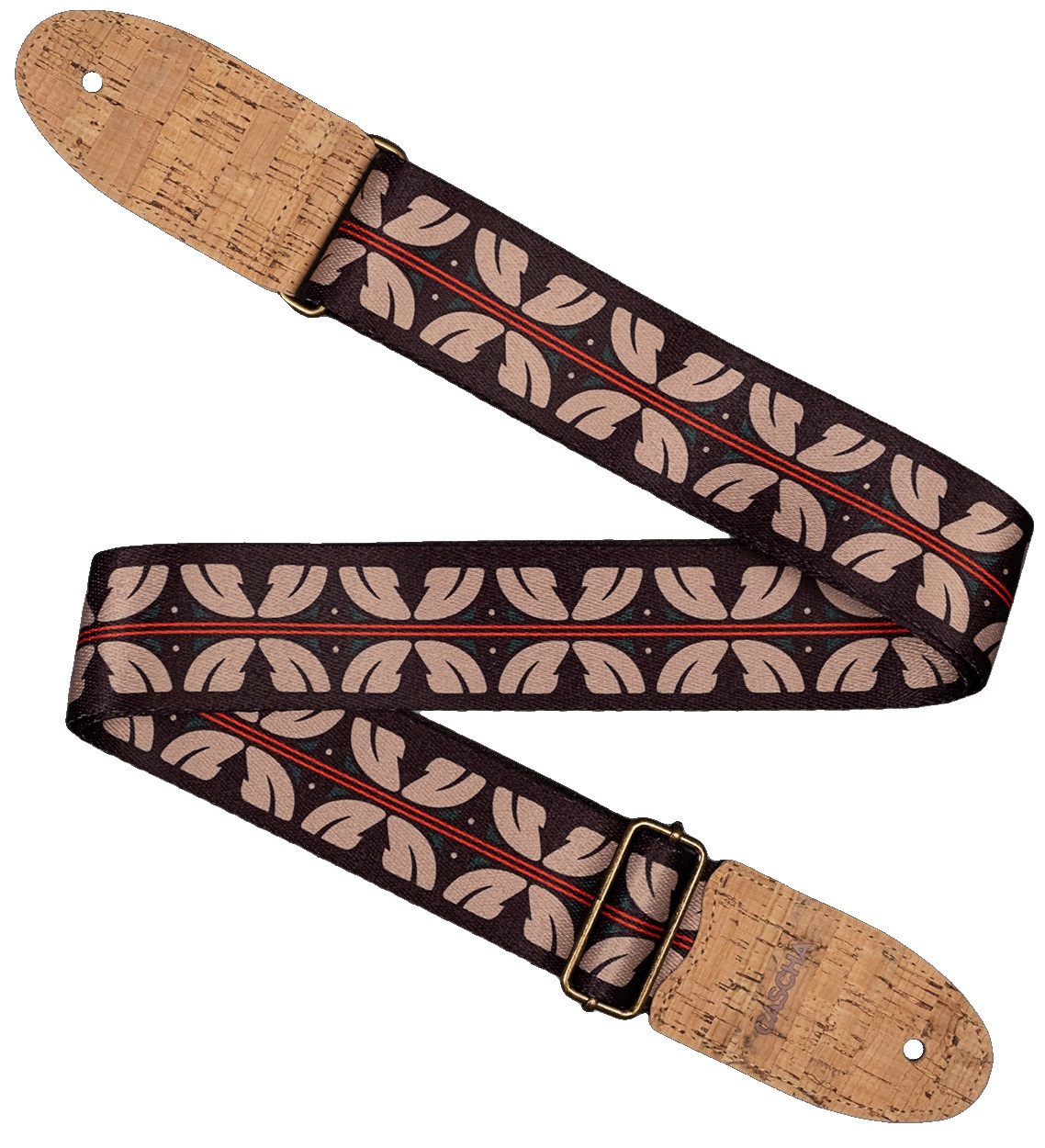 E-shop Cascha CGS-VC10 Guitar Strap Vegan Cork Ethnic Red Stripes