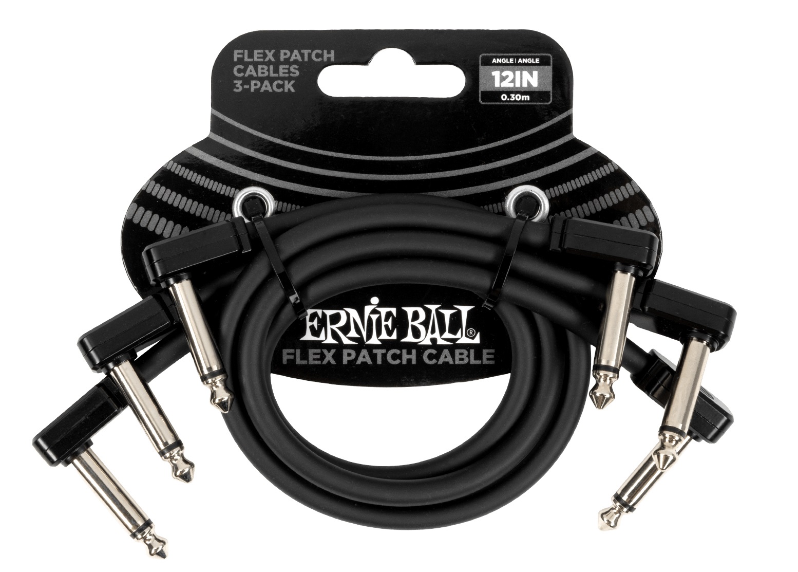 E-shop Ernie Ball Flex Patch Cable 12" Black 3-Pack