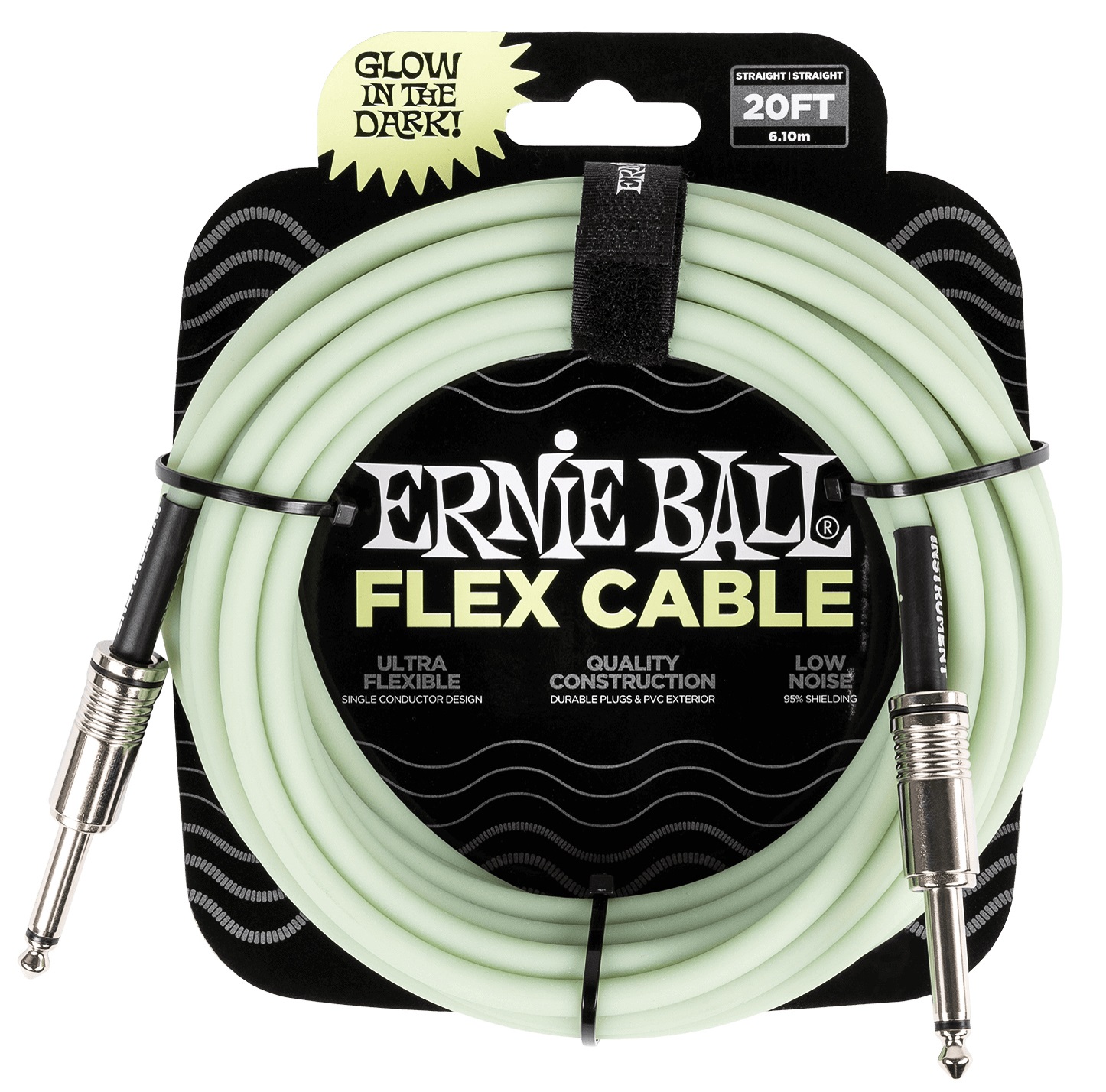 E-shop Ernie Ball Flex Instrument Cable Straight/Straight 20ft - Glow in Dark