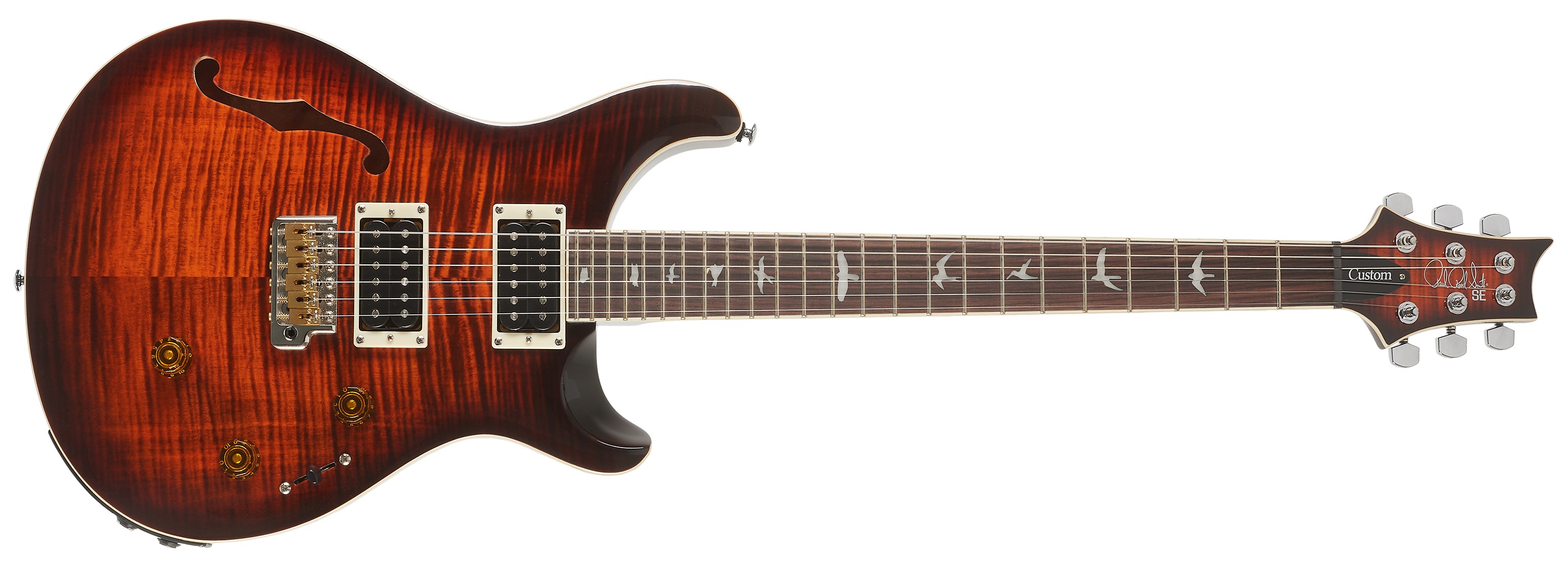 PRS SE Custom 24 Semi-Hollow Piezo Orange Tiger Smokeburst
