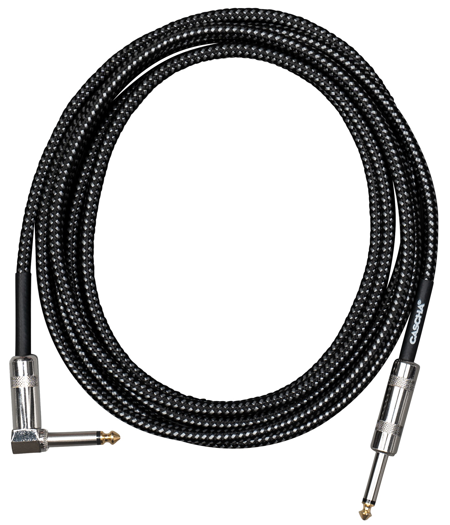 E-shop Cascha Standard Line Guitar Cable Angled Black Tweed 9m
