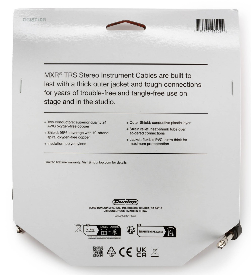 Dunlop TRS Stereo Instrument Cable 3 m