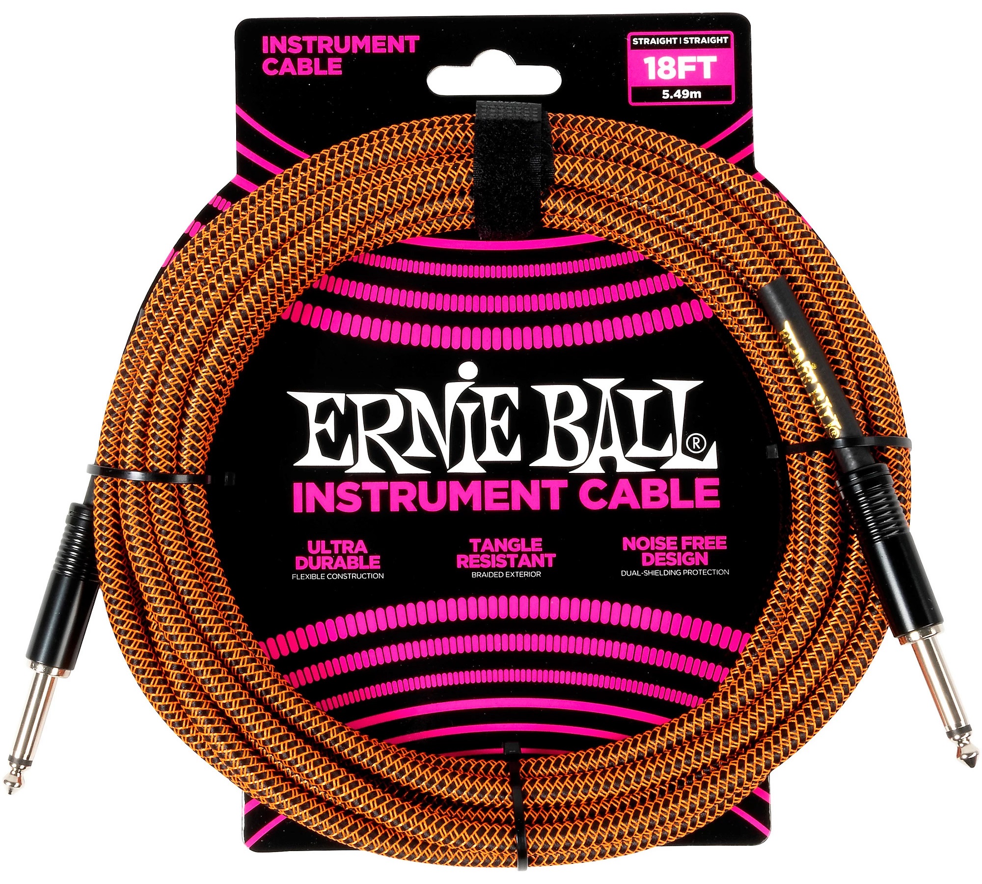 E-shop Ernie Ball Braided Instrument Cable Straight/Straight 10ft Pumpkin Pie