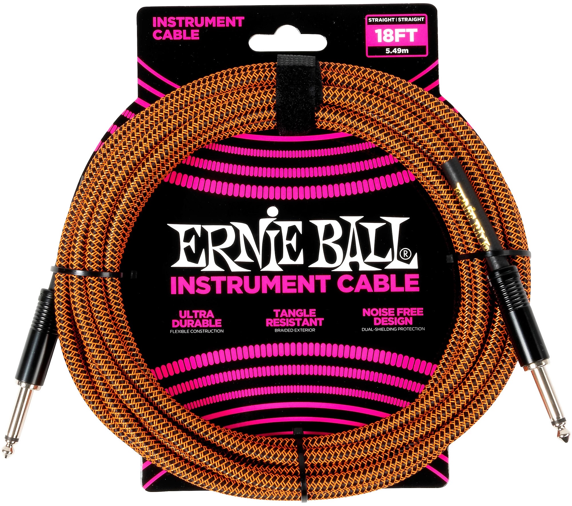 E-shop Ernie Ball Braided Instrument Cable Straight/Straight 18ft Pumpkin Pie