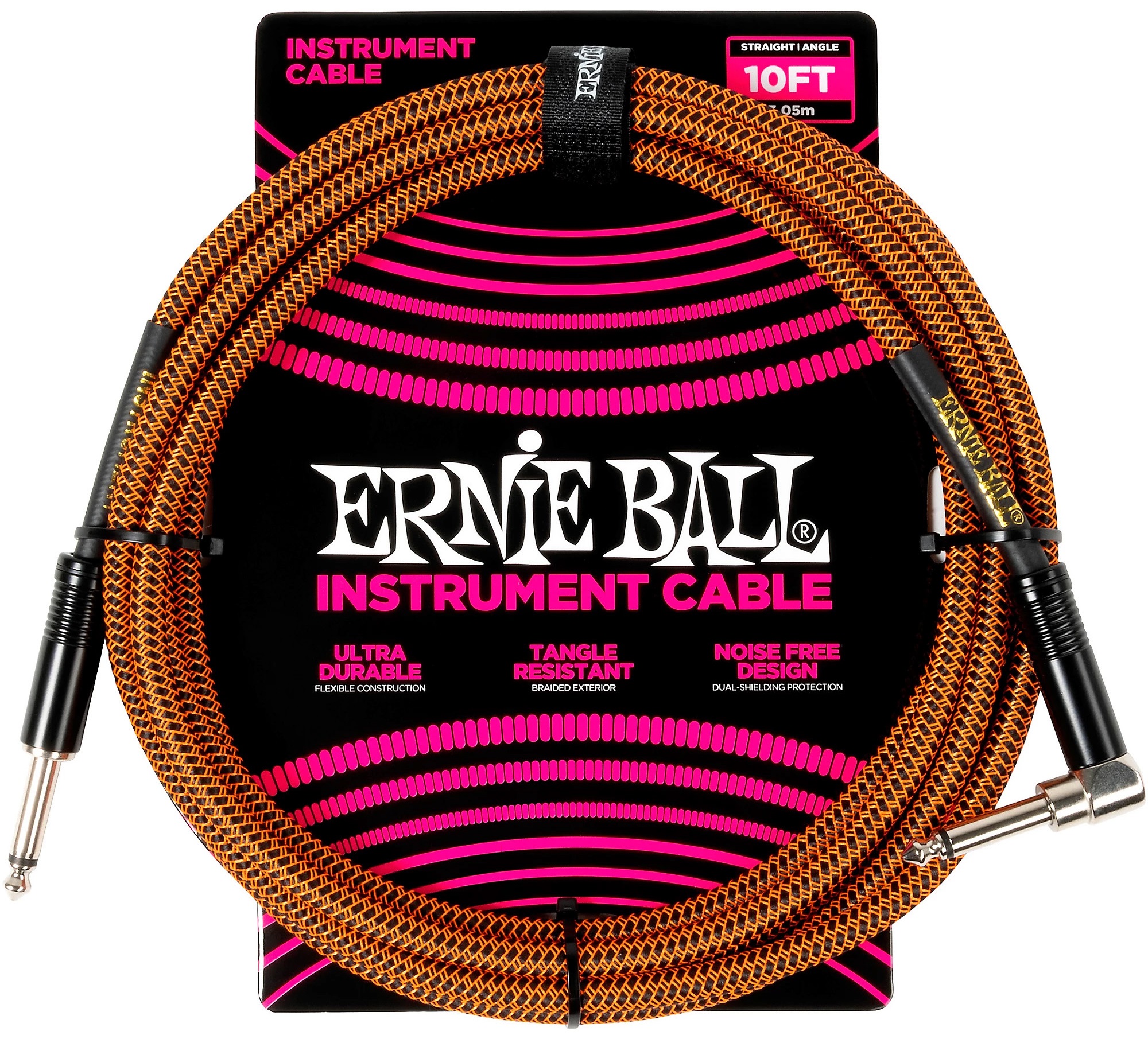 E-shop Ernie Ball Braided Instrument Cable Straight/Angle 10ft Pumpkin Pie