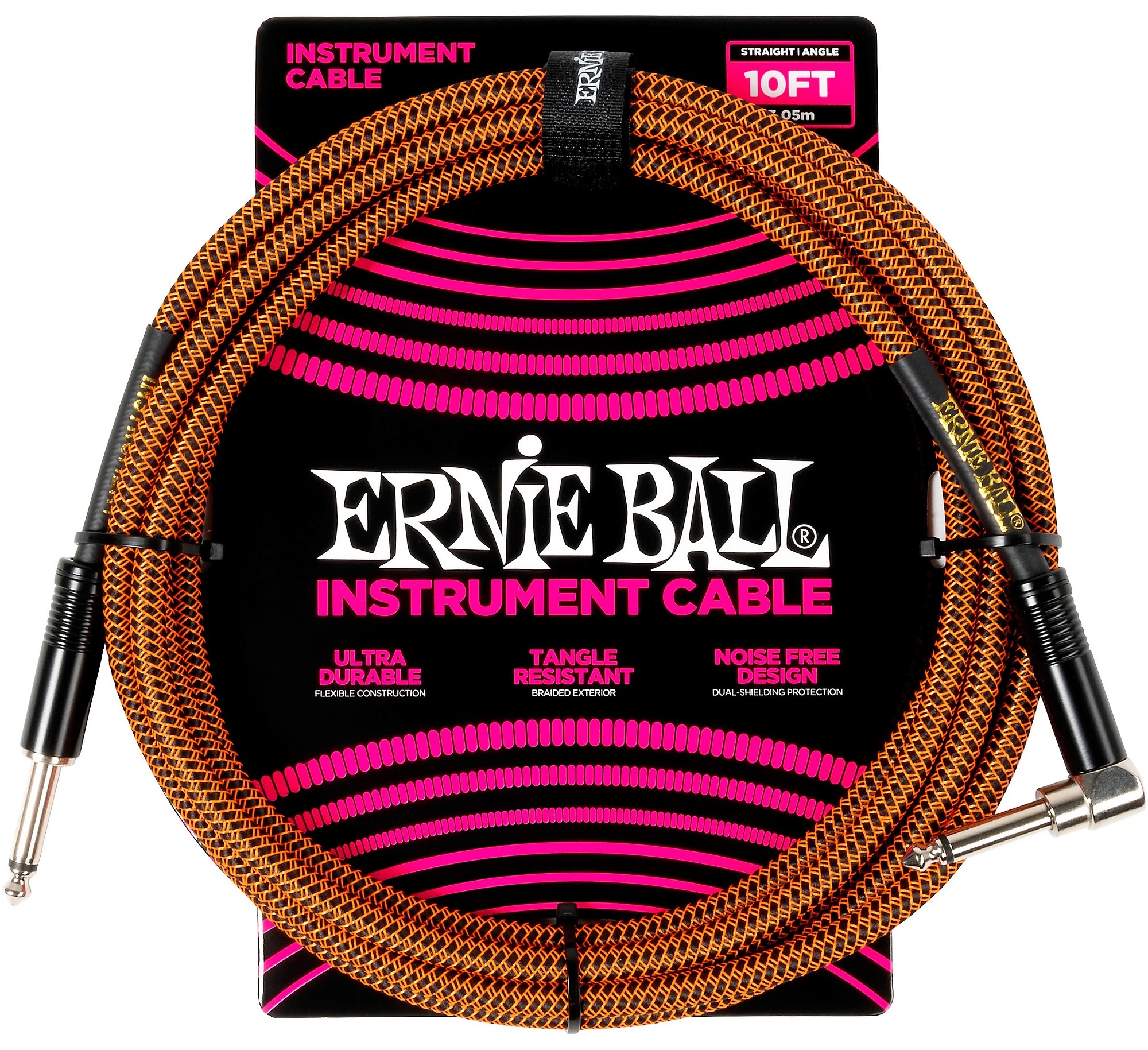 E-shop Ernie Ball Braided Instrument Cable Straight/Angle 18ft Pumpkin Pie