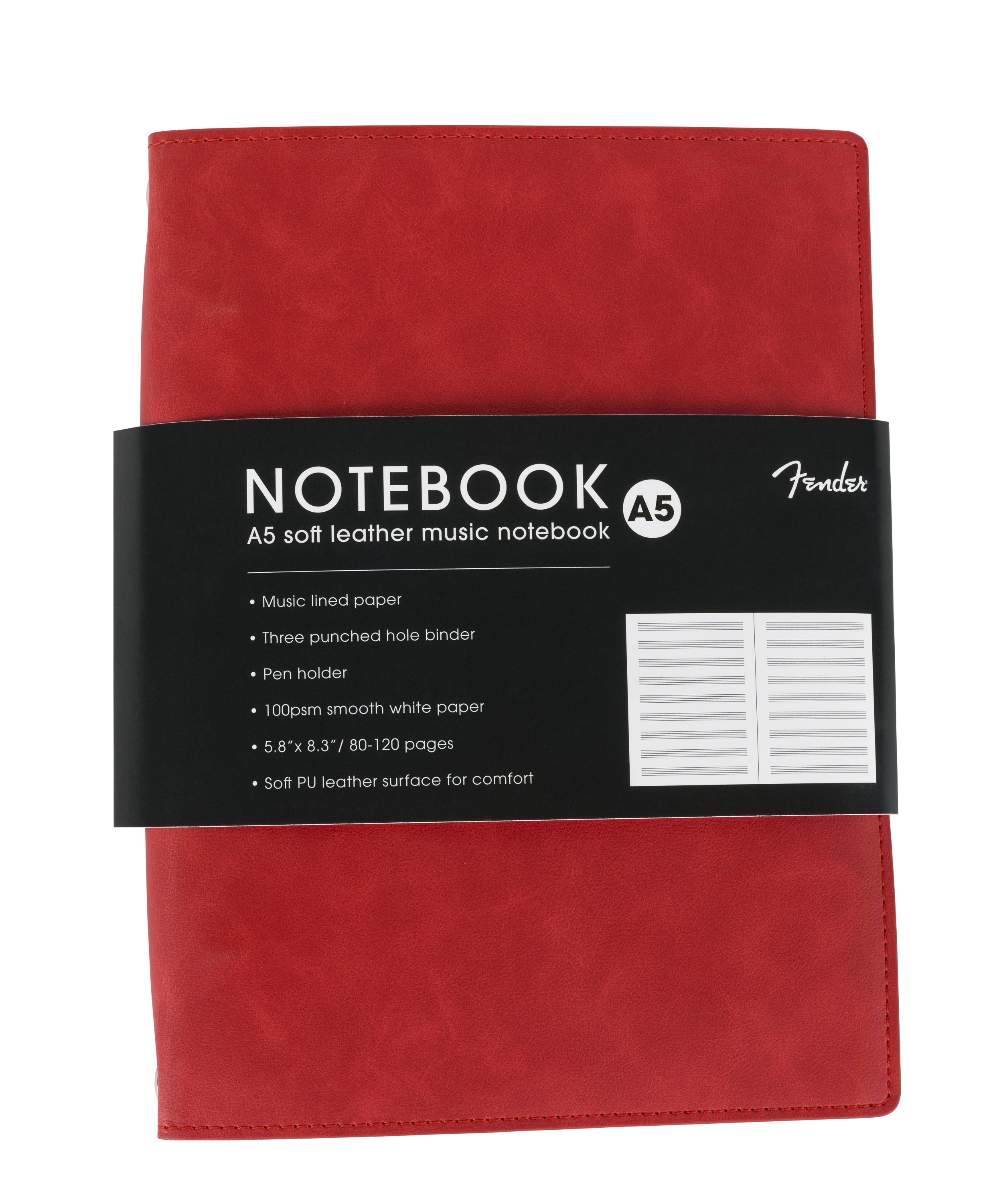 Fender Vegan Leather Music Note Book Dakota Red