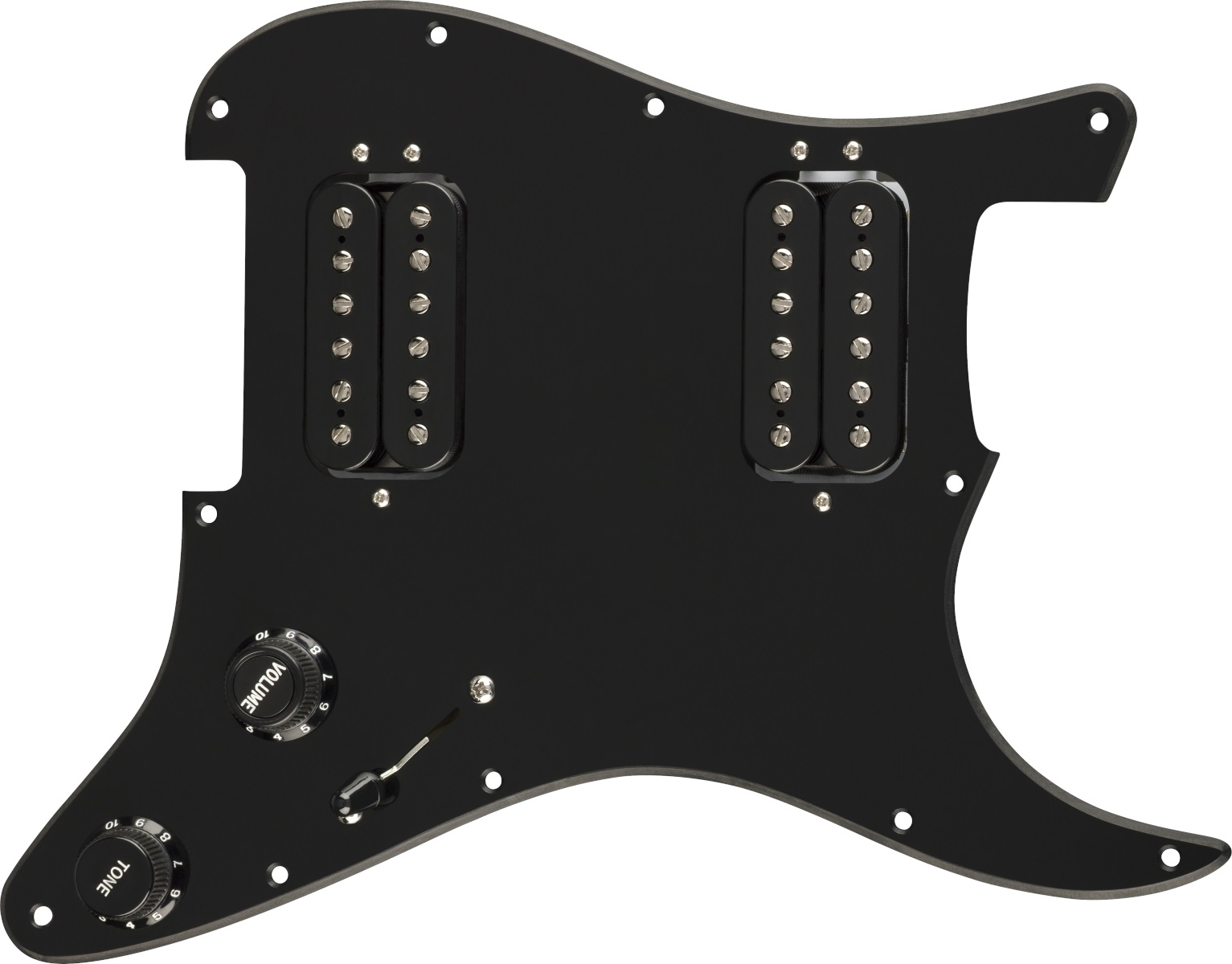 Fender Pre-Wired Strat Pickguard Quadra Tap HH Black