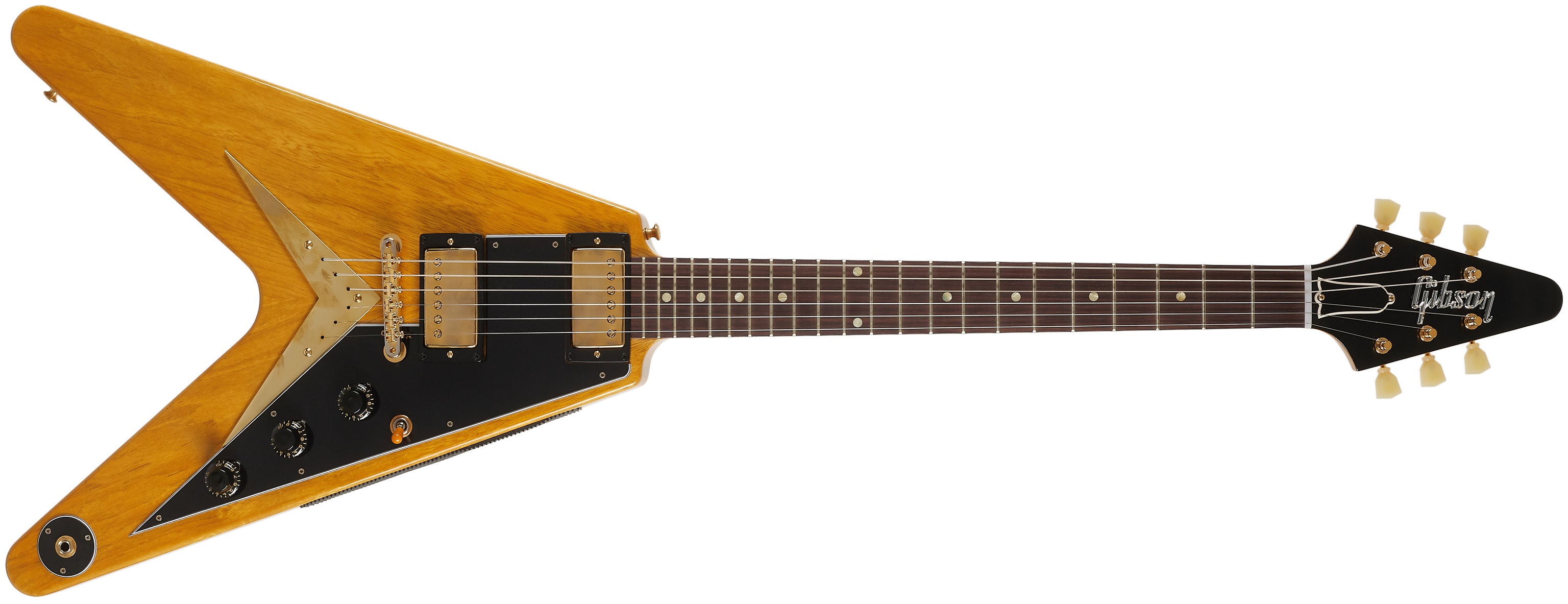 Gibson Custom Shop 1958 Korina Flying V Black Pickguard Natural