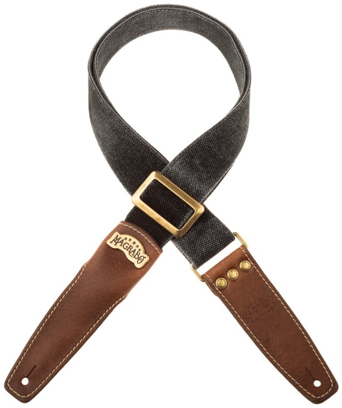 Magrabò Stripe SS Cotton Washed Black 5 cm, Washed Mogano