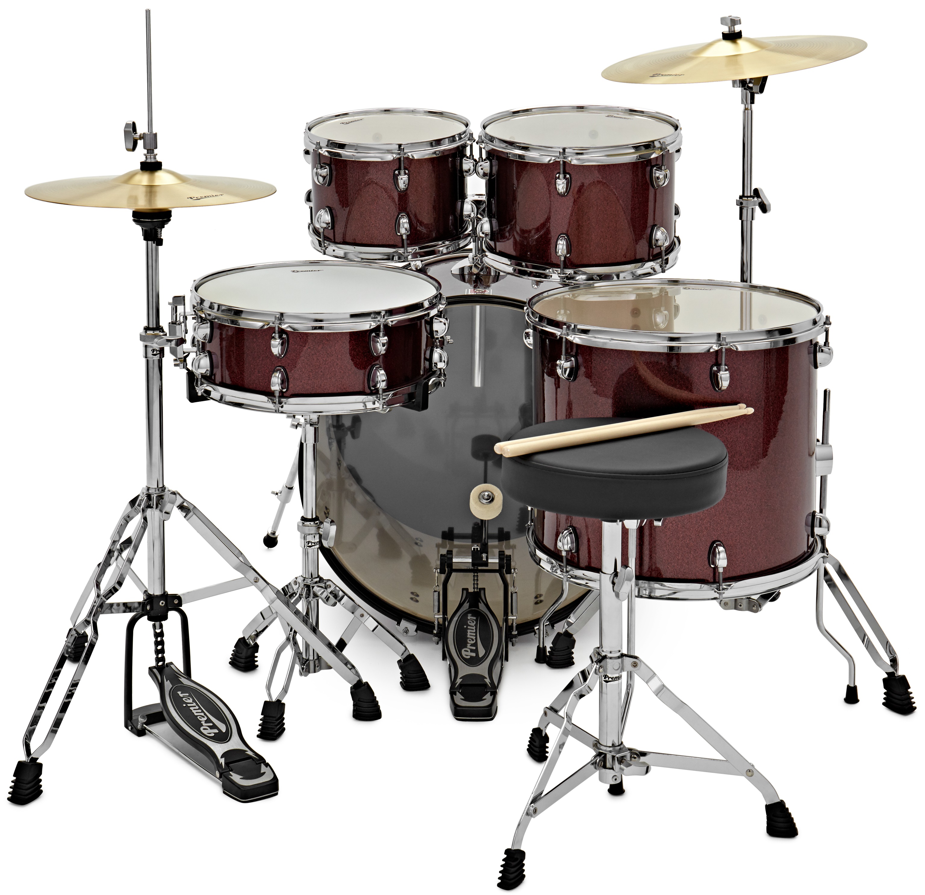 Premier Revolution 22″ 5pc Drum Kit Red Sparkle