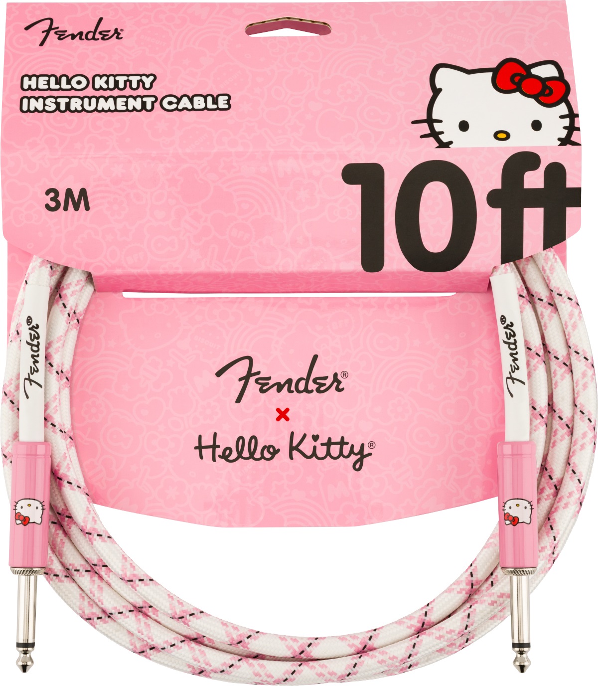 E-shop Fender Hello Kitty White/Pink Woven Cable 10'