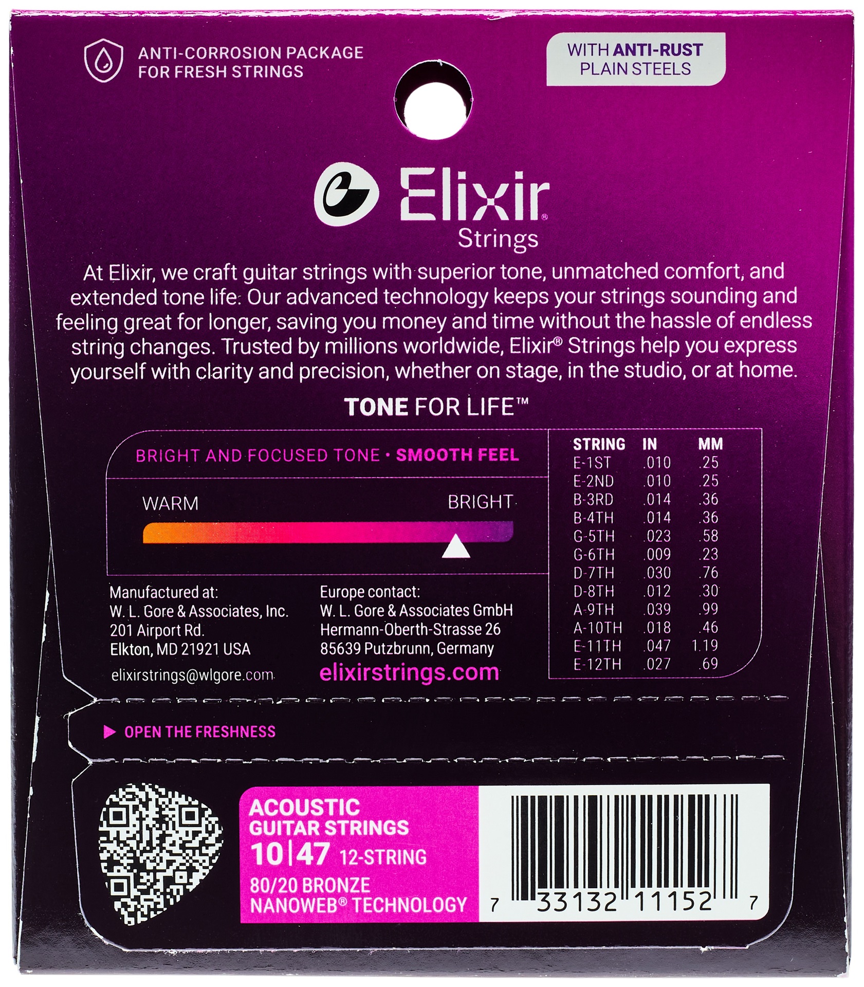 Elixir Nanoweb 80/20 Bronze 12-String Light
