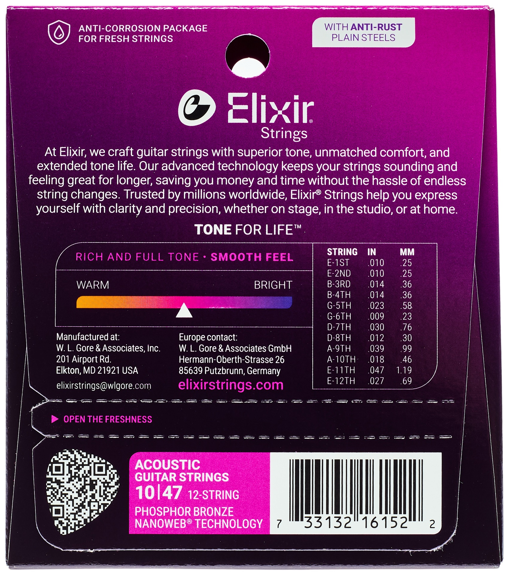 Elixir Nanoweb Phosphor Bronze 12-String