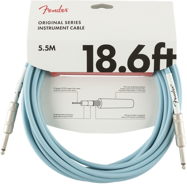 FENDER Original Series 18.6' Instrument Cable Daphne Blue