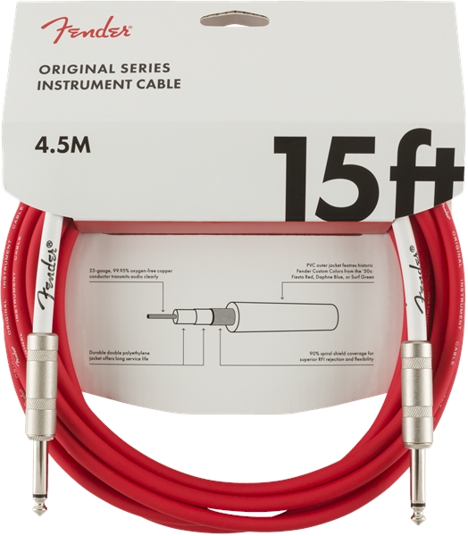 FENDER Original Series 15' Instrument Cable Fiesta Red