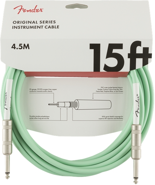 FENDER Original Series 15' Instrument Cable Surf Green