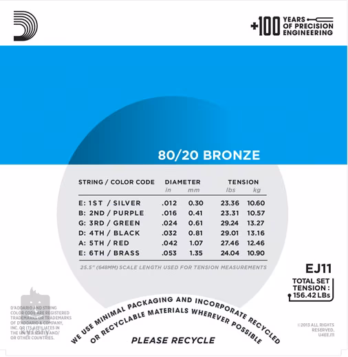 D'Addario EJ11 - Stahlseiten für akustische Gitarre