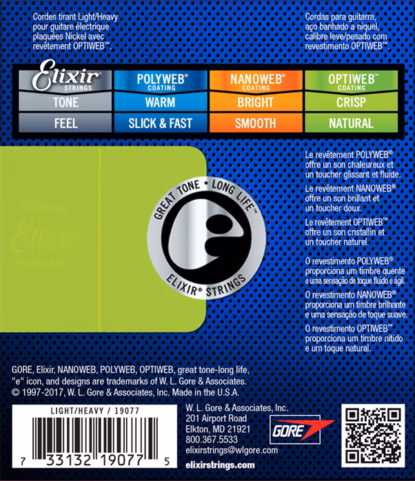 Elixir Optiweb Light/Heavy - Saiten für E-Gitarre