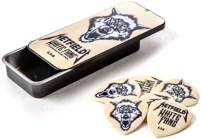 Dunlop White Fang Pick Tin 1.14 - Signature-Plektren